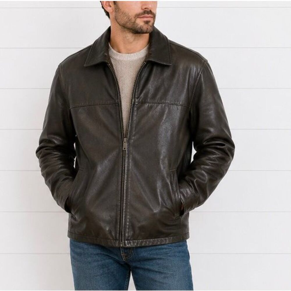 Wilson’s Leather Vintage 90’s pelle studio black leather lined jacket large